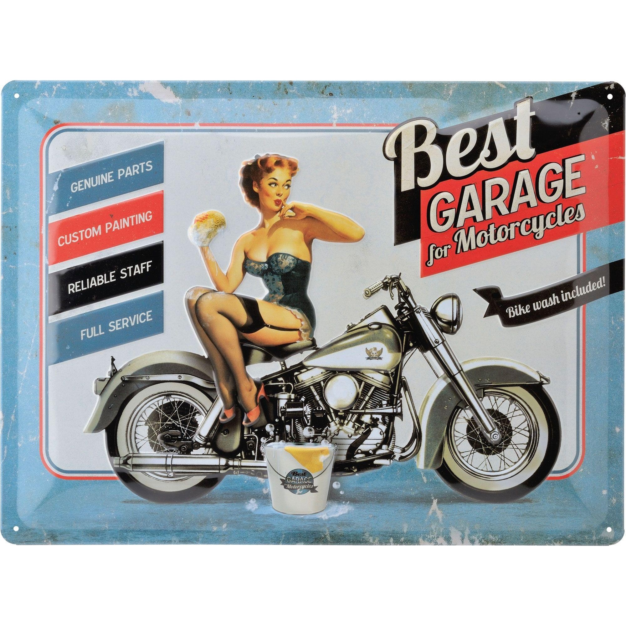 Blaszany szyld dla motocyklisty BEST GARAGE
