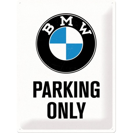 Blaszany szyld dla motocyklisty BMW PARKING ONLY mały