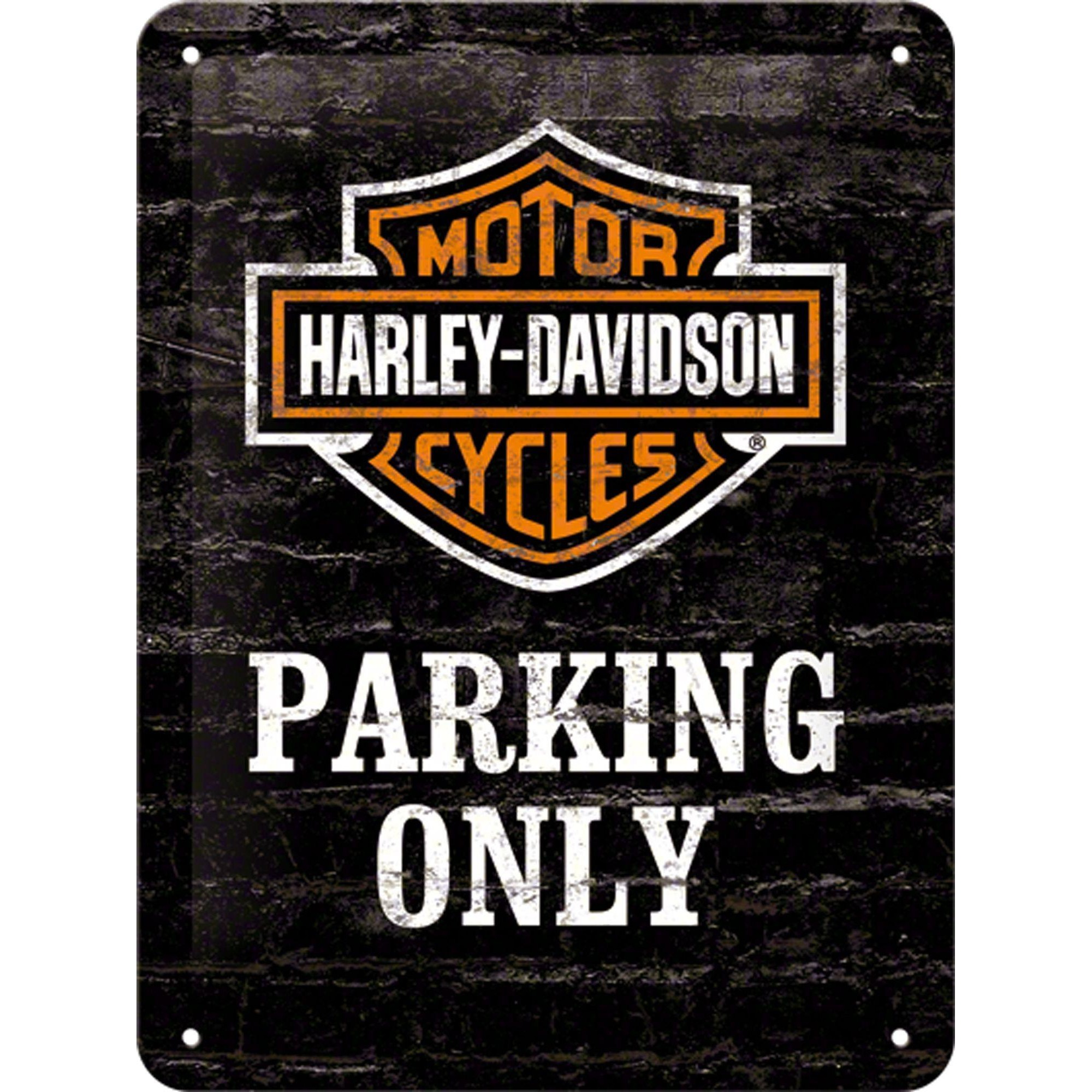 Blaszany szyld dla motocyklisty HARLEY DAVIDSON PARKING ONLY 