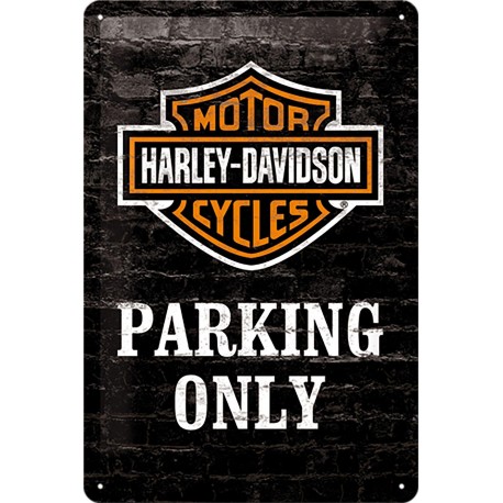 Blaszany szyld dla motocyklisty HARLEY DAVIDSON "Parking only"